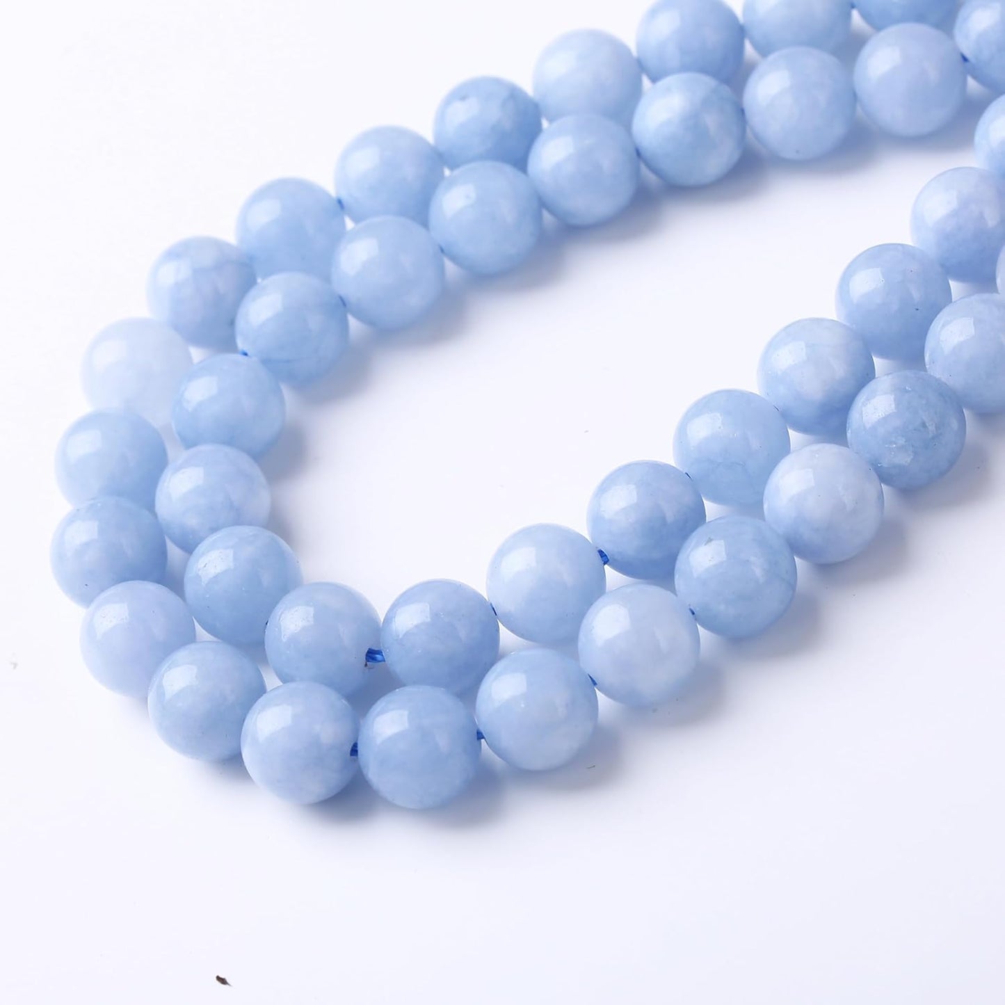 Dream Blue Chalcedony Stone Beads Gemstone Round Crystal Energy Jade Beads Stone Beads for Jewelry Making DIY Bracelet Necklace Jewelry Making 1 Strand 15.5inch 60PCS 6MM