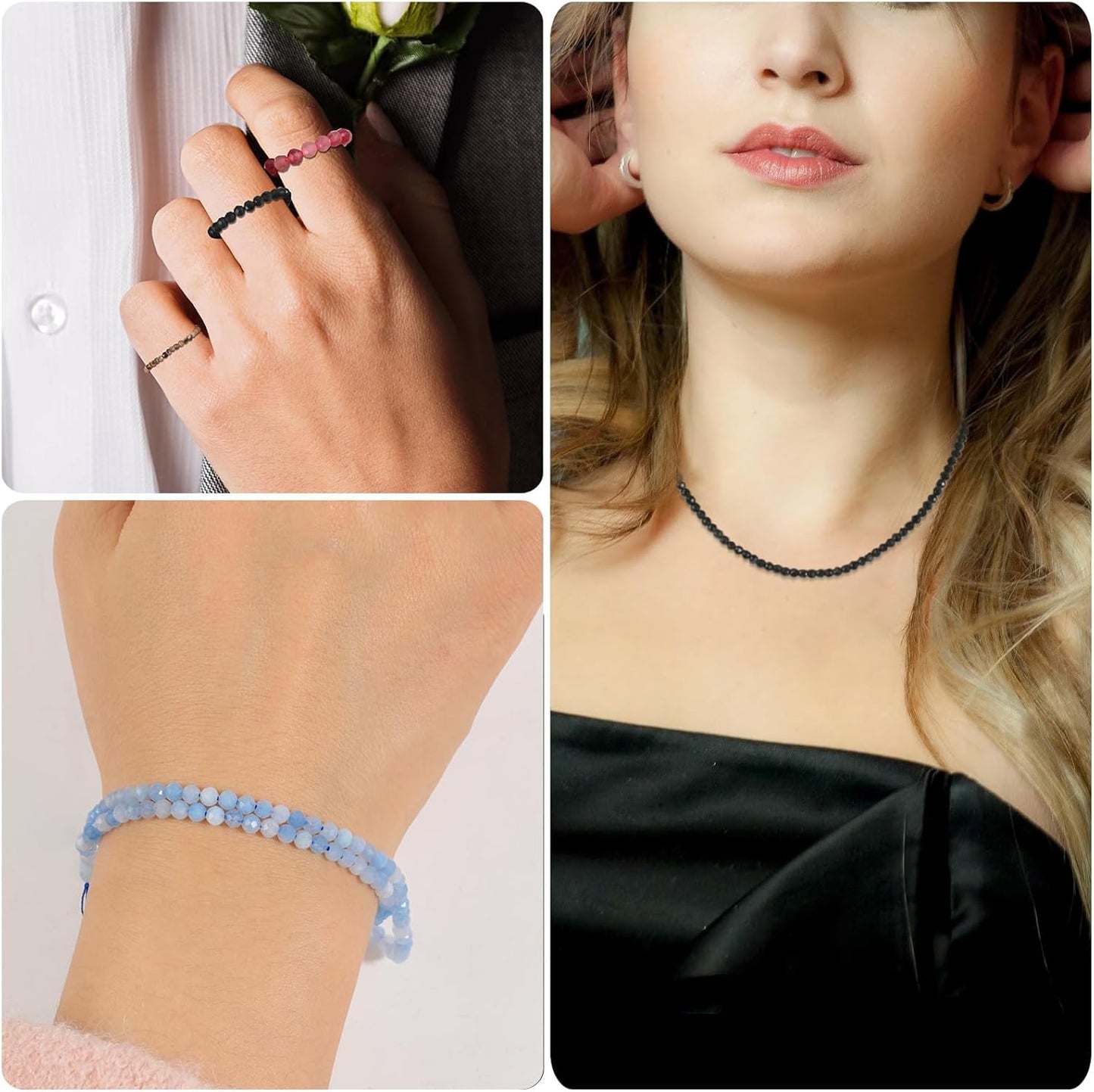 Song Xi 120pcs 3mm Natural Dark Lapis Lazuli Gemstone Beads Faceted Round Loose Stone Beads for Jewelry Making