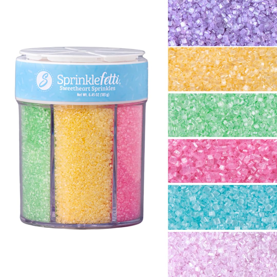 Sweets Indeed Sprinkles 6 Cell Edible Sprinkle Mix Jimmies Perfect for Cake Decorations Baking Ice Cream Cookies Cupcake Topper (Pastel)