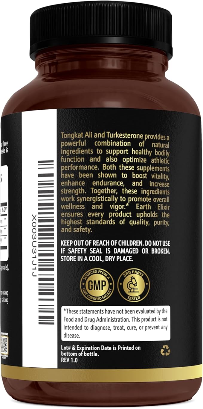 Turkesterone Tongkat Ali for Men and Women – 2-in-1 Natural Testosterone Support for Energy & Fitness - High Potency Turkesterone Supplement for Men with Tongkat Ali –– Pure Non-GMO Formula