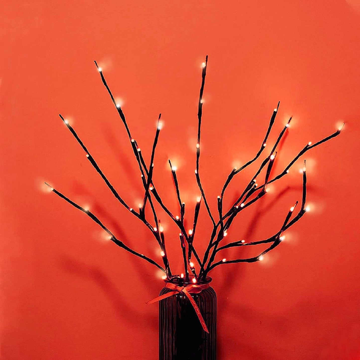 MENCH Branch Lights,3 Pcs Twig Light USB&Battery Powered 8 Flashing Modes by Remote Control.Branch Lights for Indoor, Light Up Decorations for Halloween Day and Christmas,Red
