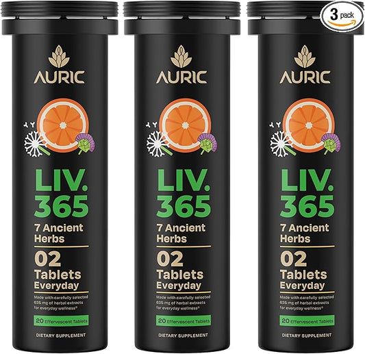 Auric Herbal Liver Support Supplement | Milk Thistle (Silymarin), Turmeric, Garlic, Ginger for Liver Health | Advanced Detox & Cleansing Formula for active Liver | 60 Tablets | Plant Based Gluten-Free