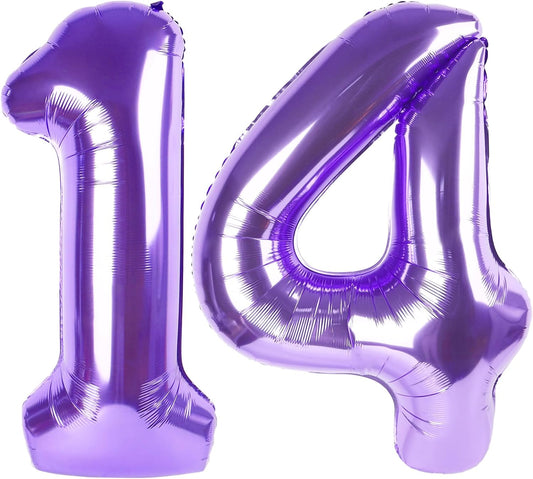 Purple Number 14 Balloon 40 Inch Birthday Decorations, Number 14 Balloon Birthday Party Decorations, Anniversary Decorations Graduations Party Supplies