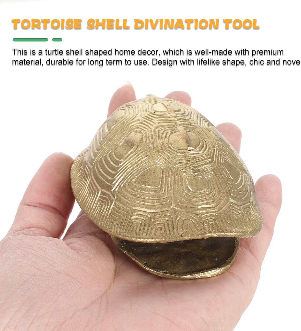 1 Set Chinese Feng Shui Coins Divination Turtle Shell Good Luck Fortune Coin Copper Crafts Turtle Statue I- Ching Coins for Health Wealth Home Ornament Golden