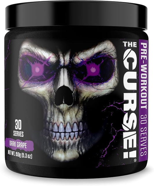 JNX SPORTS The Curse! Pre Workout Powder for Men & Women, Caffeine, Beta-Alanine, Creatine, L-Citrulline, 30 Servings, Dark Grape Flavor – Boost Energy, Strength & Focus