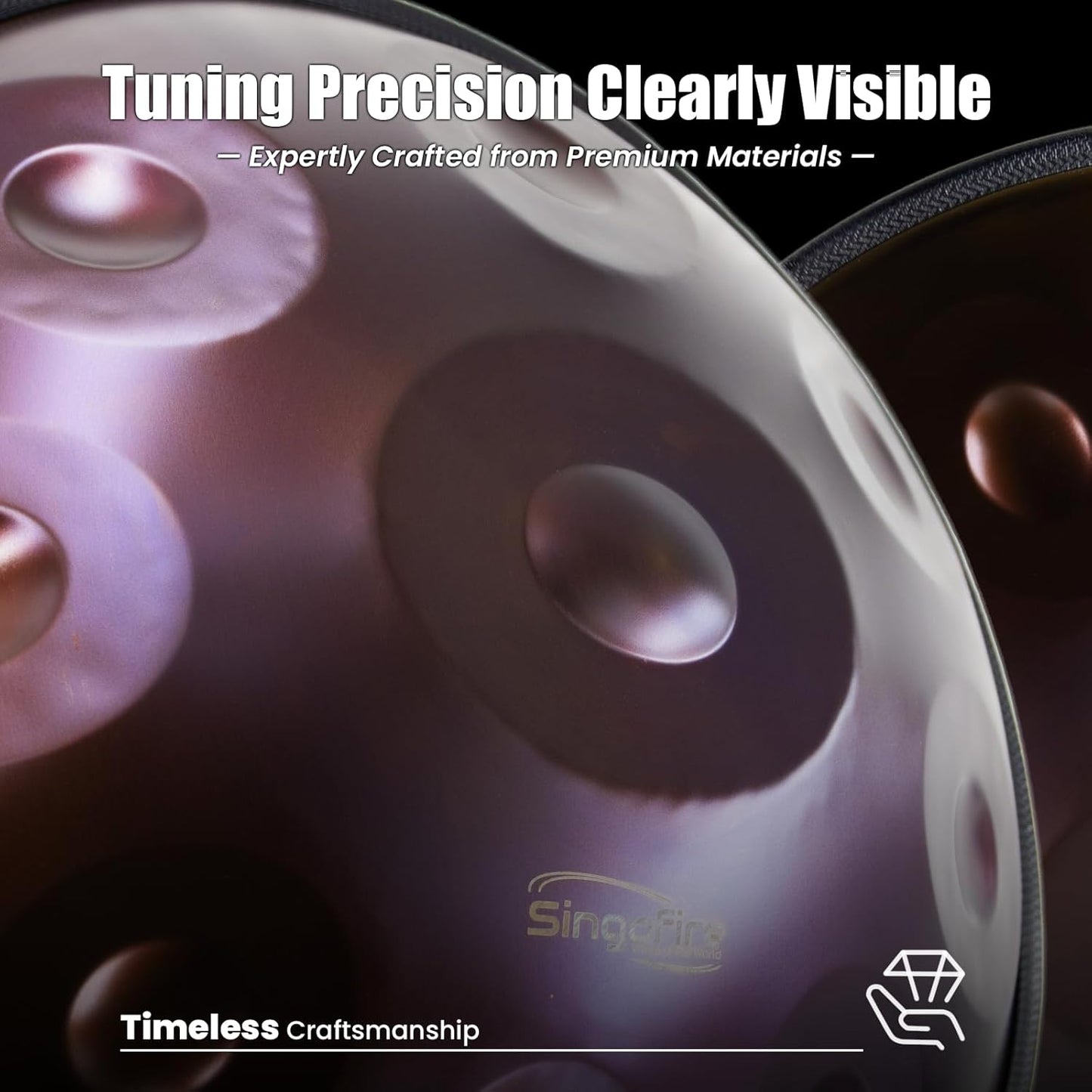 "SINGOFIRE" Handpan Drum, Handpan Drums for Adults, 22-Inch 432Hz D Minor Kurd Handpan, HandPan Instrument (Purple-10Notes（432HZ）, 22-Inch)