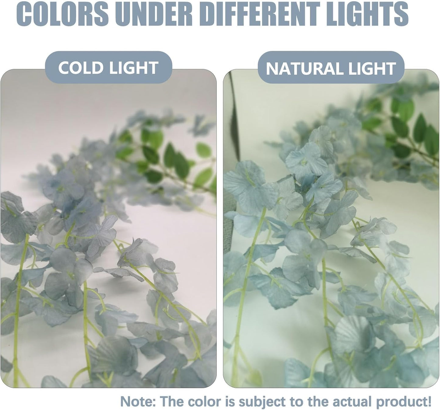 24 Pack Grey Wisteria Hanging Flowers, 3.4 Ft Fake Hanging Flowers, Artificial Wisteria Garland Vines for Wedding Room Backdrop Outdoor Patio Garden Decoration