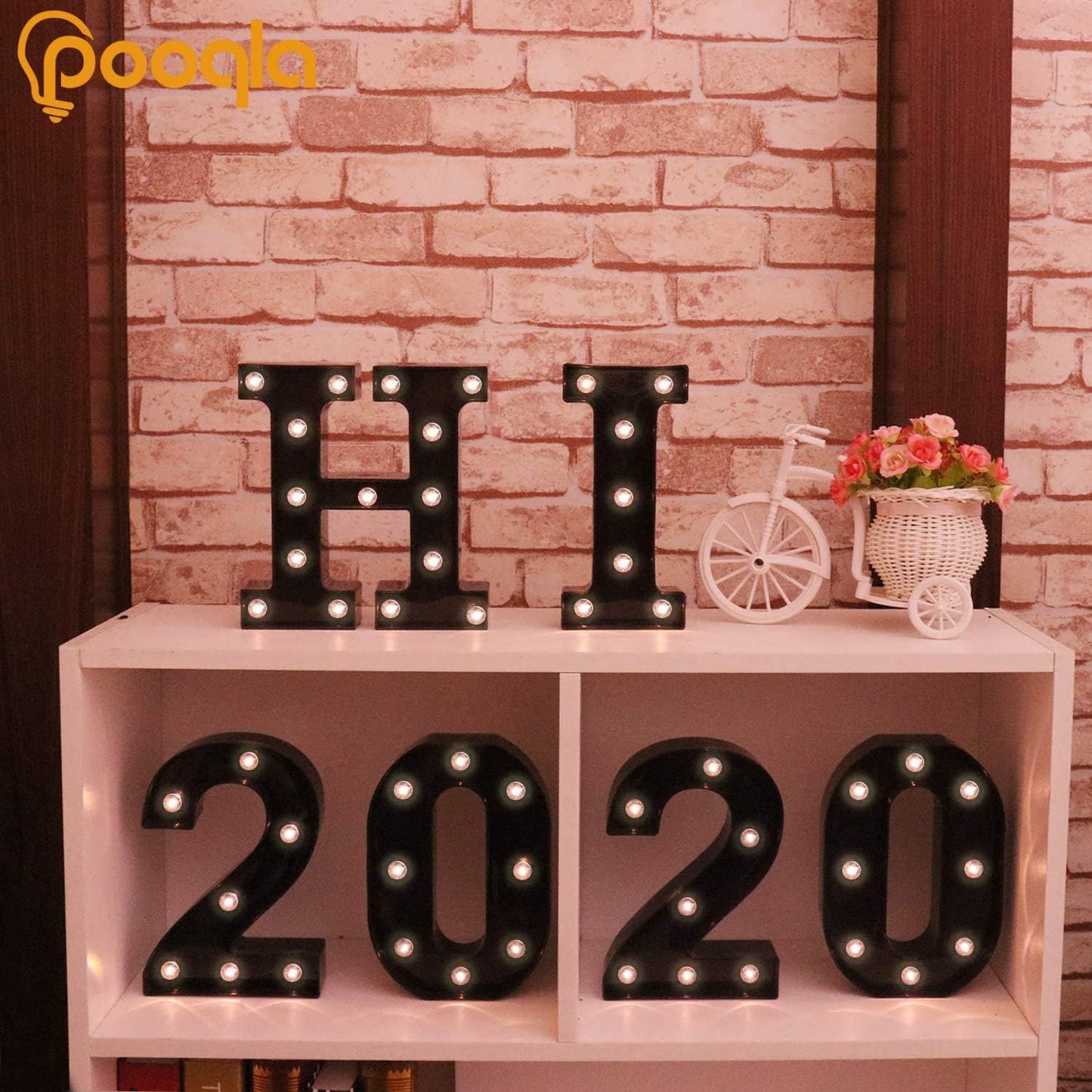 LED Illuminated Letter Marquee Signs - Alphabet Decorative Letter Lights For Wedding Birthday Party Christmas Night Light Lamp Home Bar Decoration (P - Black)