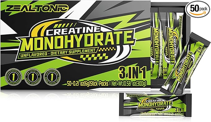 5000mg 99.9% Micronized Creatine Monohydrate Powder Stick Packs with 800mg of Taurine, and 200mg of L-theanine Supports Strength, Lean Muscle, & Recovery for Men & Women Creatine Packets 50 Servings
