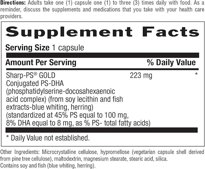 Country Life Sharp Thought - Memory & Cognitive Support Supplement – Sharp-PS Gold Phosphatidylserine + DHA – Promotes Mental Clarity & Faster Recall – Gluten-Free, 60 Capsules