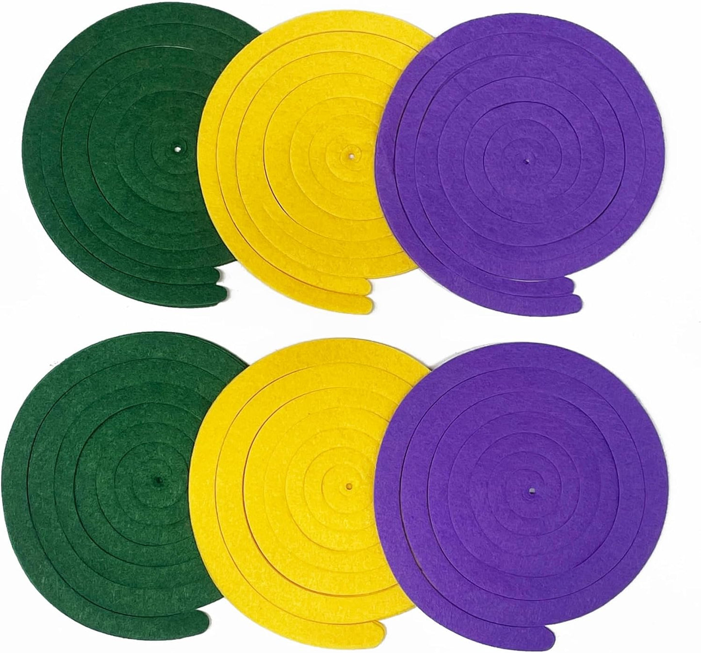 36 Pcs Green Yellow Purple Hanging Swirl Decorations Felt Swirl Streamer Spiral Ceiling Garland Banner for Mardi Gras Masquerade Theme Birthday Baby Shower Wedding Engagement Party Decor Supplies