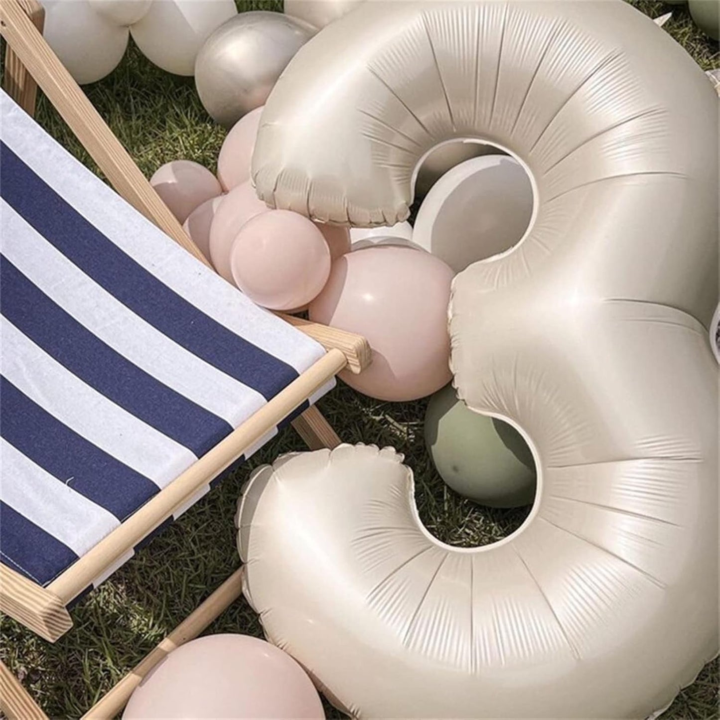 Cream 2 Balloons, 40 Inch Giant Helium Foil Number 0-9 Beige 2th Birthday Balloon for Boys Girls, Self Inflating White Sand Digit 2 Balloons for Women Men Anniversary Party Decorations Supplies