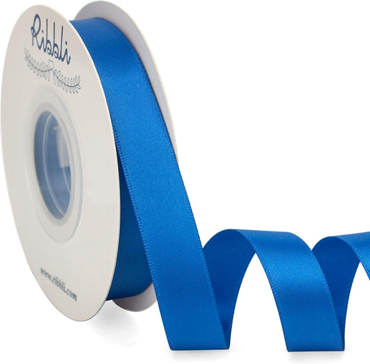 Ribbli Royal Blue Satin Ribbon 5/8 inch x Continuous 25 Yards,Double Faced Satin Use for Craft, Gift Wrapping, Christmas Ornaments, Hair Bows, Bouquet Bows