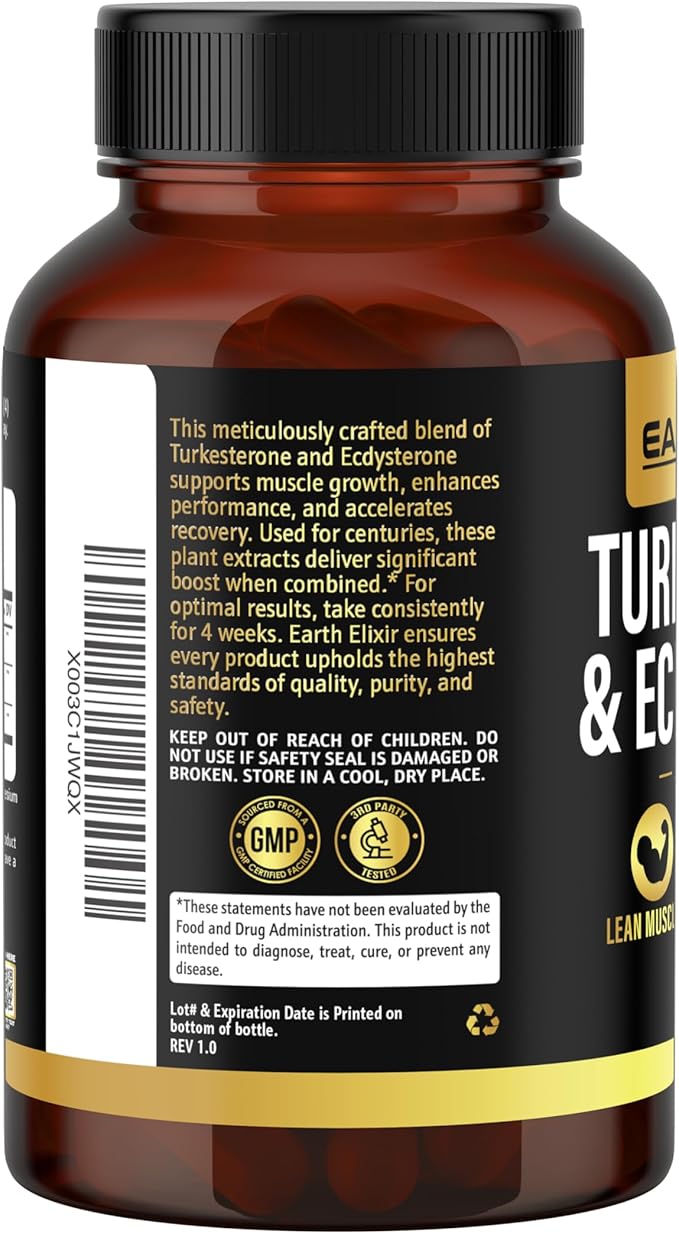 Turkesterone & Ecdysterone – Natural Testosterone Support, 2-in-1 High Potency Turkesterone Supplement for Men & Women with 95% Beta Ecdysterone - Strength, Energy and Vitality – 180 capsules