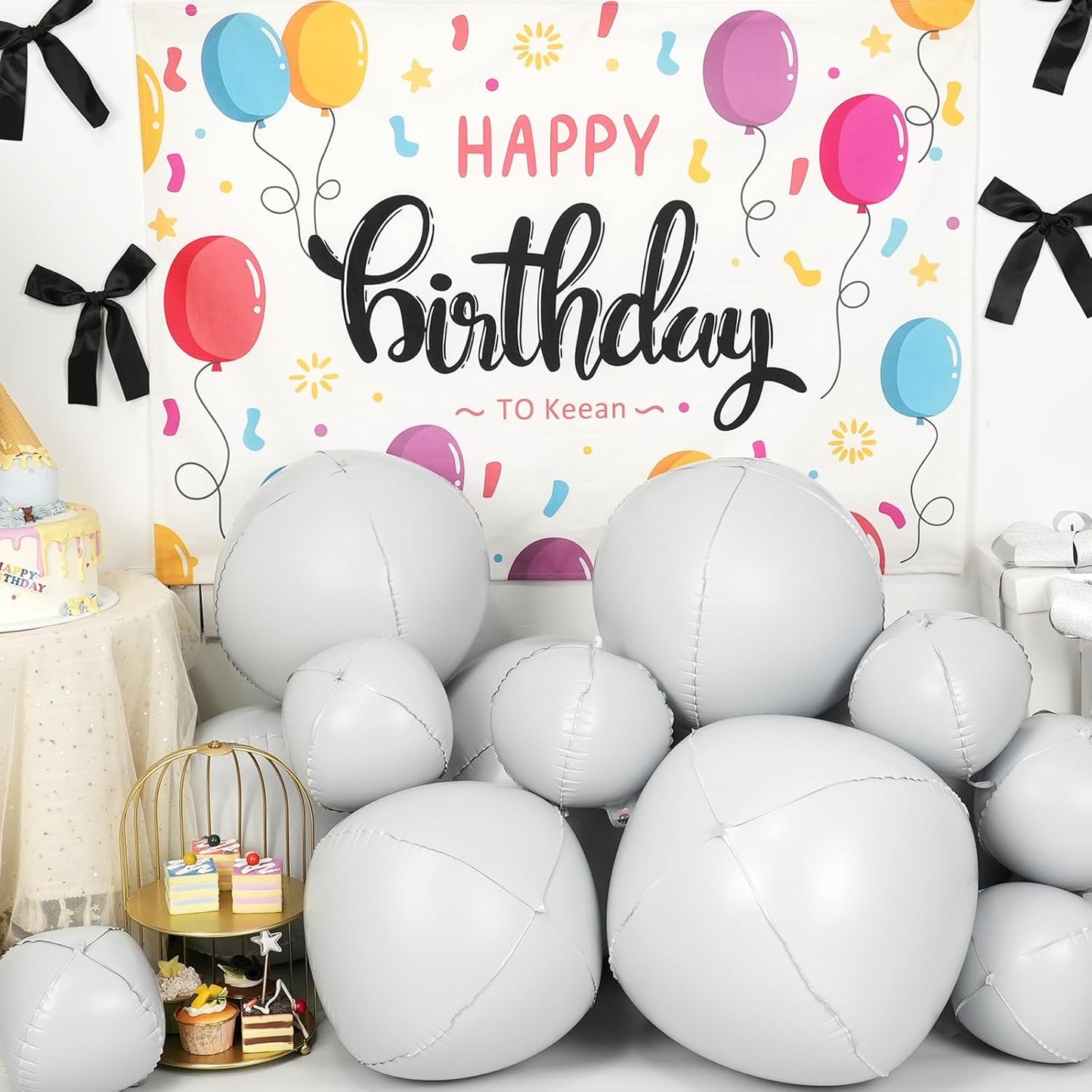 12Pcs Matte White Round Foil Balloons, 22" 15" 10" 4D Helium Ball Balloon, White Foil Balloon for Birthday Graduation Wedding Anniversary Baby Shower Engagement Bridal Shower Party Decorations