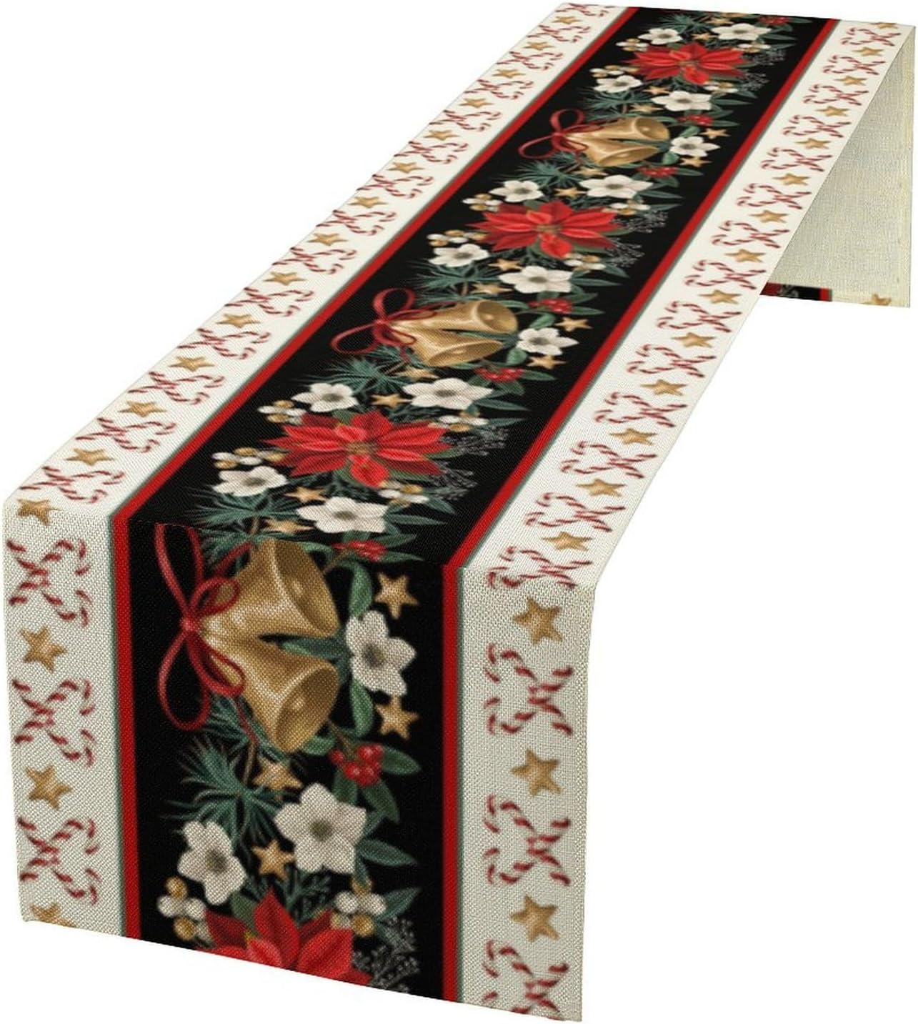 Christmas Table Runner, Xmas Holiday Seasonal Winter Table Cloth Kitchen Dining Table Decoration for Home Party Decor 13x108 Inch