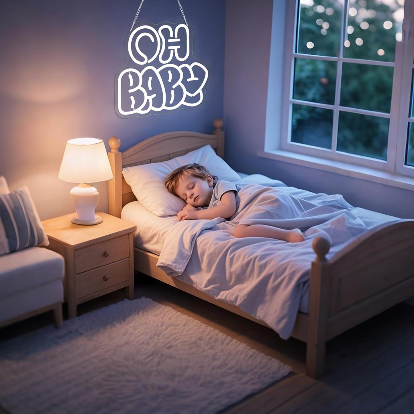 Oh Baby Neon Sign for Backdrop Wall Decor, Cute Decorative Lights, oh baby Neon Lights for Baby Shower Birthday Party Bedroom gender reveal parties Baby's Room Cool White size:12.6 * 11.61In