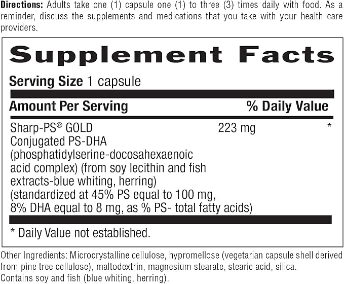 Country Life Sharp Thought - Memory & Cognitive Support Supplement – Sharp-PS Gold Phosphatidylserine + DHA – Promotes Mental Clarity & Faster Recall – Gluten-Free, 30 Capsules