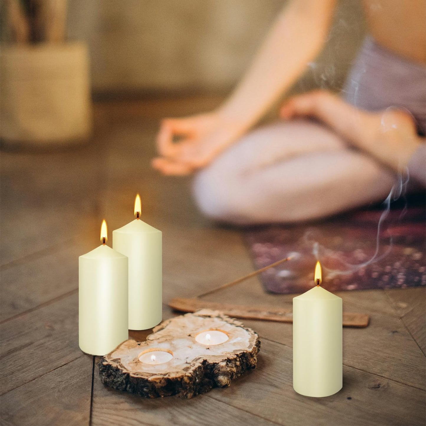 20 Packs 2 x 4 Premium Sense Unscented Ivory Tall Pillar Candles, Soy Wax for Candlelight Dinner, Home Decor, Party, Wedding.