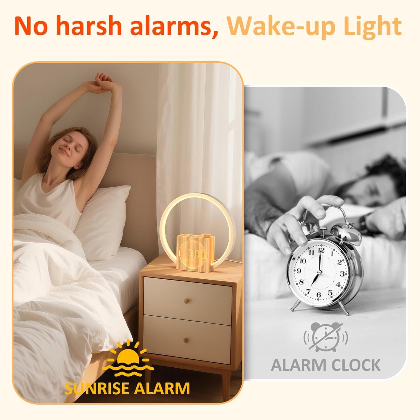 Rohent Sunrise Alarm Clock for Women: White Noise Machine 12 Light Colors, 30 Sleep Sounds, 10 Soft Wake-Up Sounds - Sunrise Lamp with Touch Control for Bedrooms, Yoga, Meditation & Relaxation