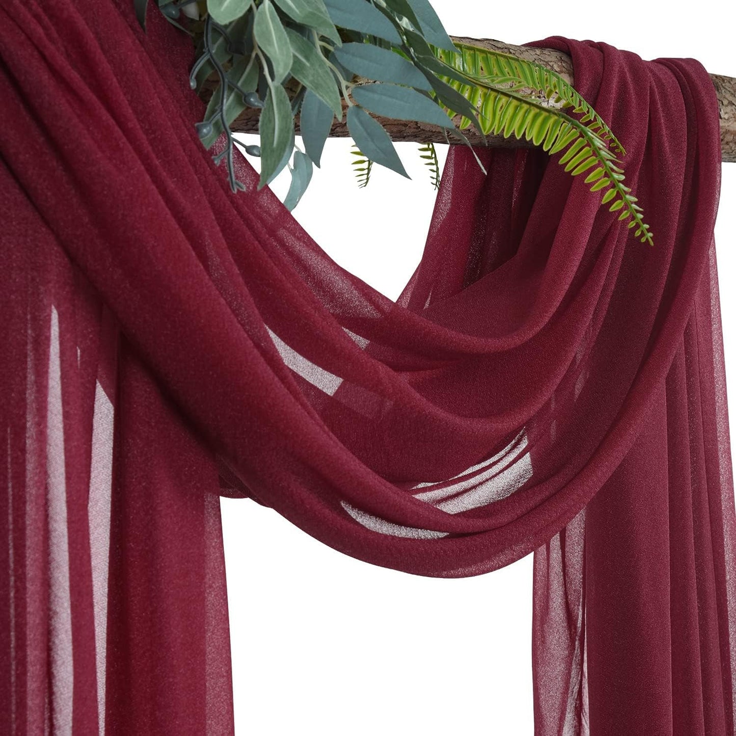 2 Panels Wedding Arch Draping Fabric Burgundy Sheer Backdrop Curtain Arch Drape for Wedding Ceremony Reception,Bridal Shower Party Decorations 28" X 19ft