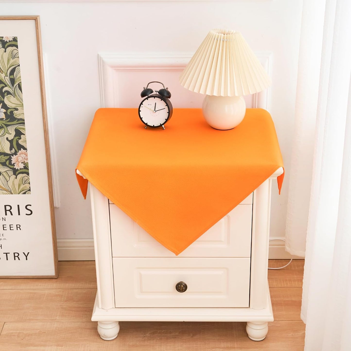 2 Pack Small Square Table Cloth 24X24 Inch Orange Washable Fabric Tablecloth Polyester Solid Table Cover for Night Stand End Table Side Table Outdoor Indoor