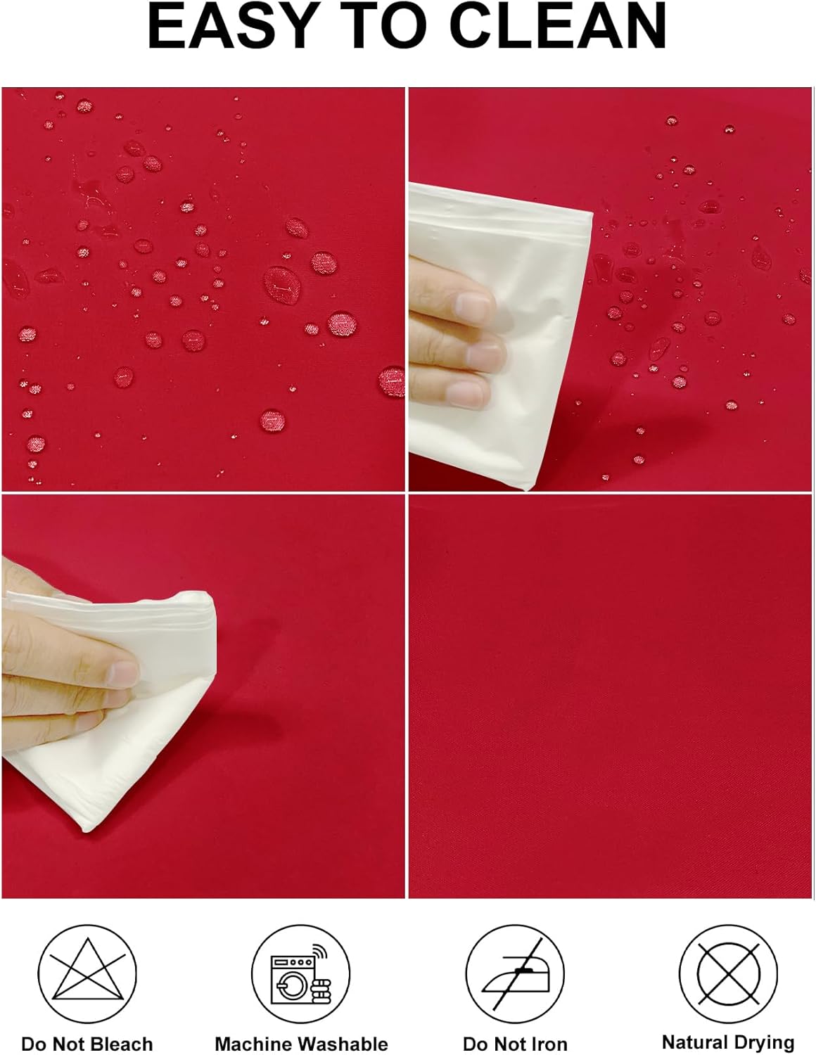 Fokitut 2 Pack Waterproof Round Tablecloth, 132 Inch, Stain Resistant and Wrinkle Polyester Table Cloth, Fabric Table Cover for Kitchen Dining, Wedding, Party, Holiday Dinner-Red