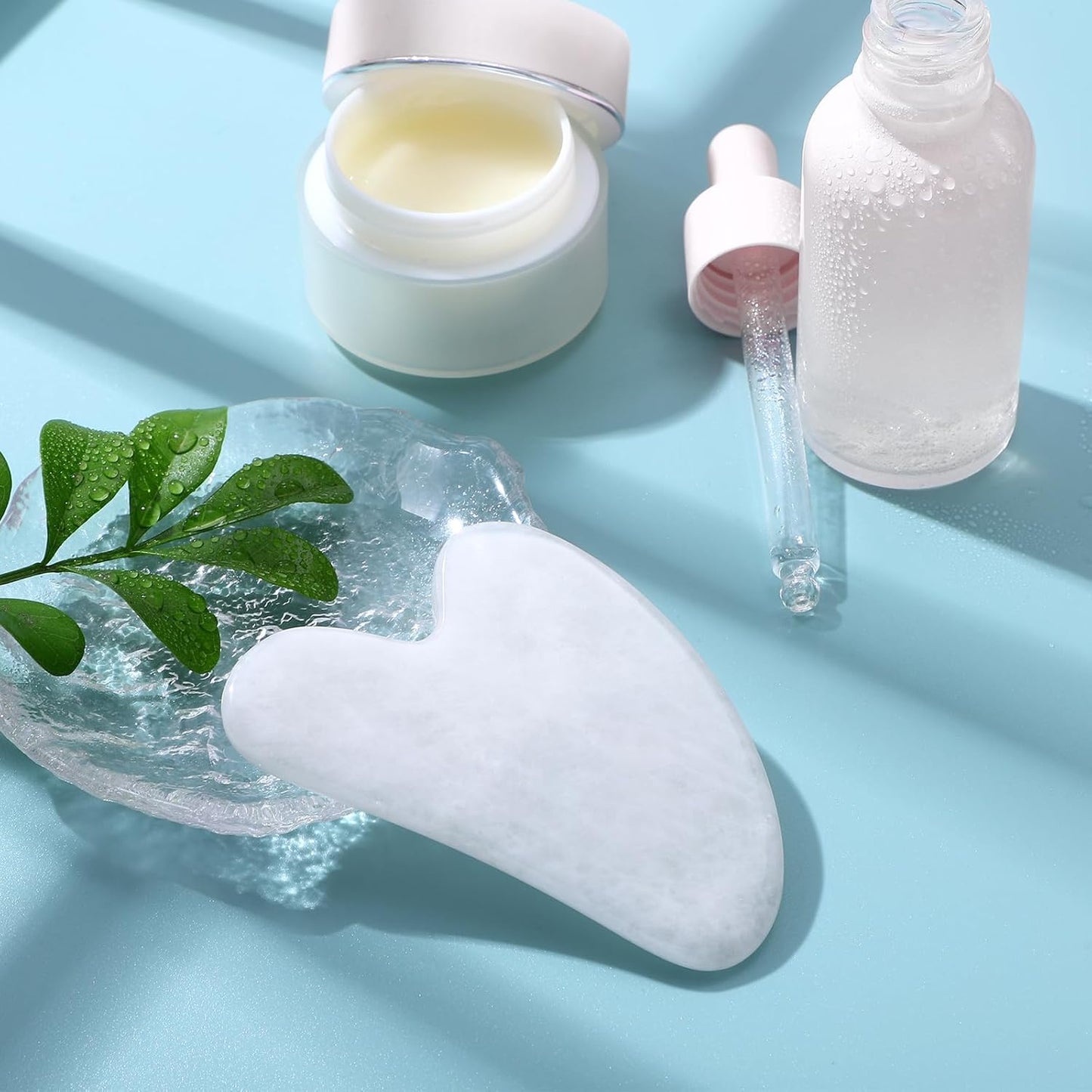 Guasha Tool for Face: White Jade Gua Sha Facial Tools - Gua Sha Stone for Face and Body Skin Massage - Guasha Jade Stone Scraping Massager for SPA Acupuncture, Therapy Trigger Point Treatment