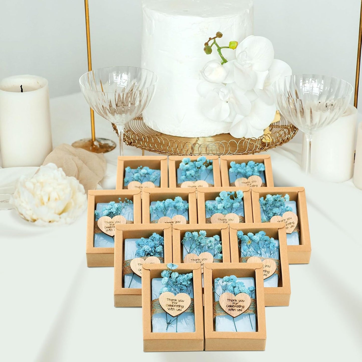 Demissle 30 Pcs Mini Scented Soap Wedding Party Favors Gifts Baby Shower Bridal Shower Handmade Natural Soap Favors for Guests in Bulk for Wedding Souvenirs Engagement Party(Blue)