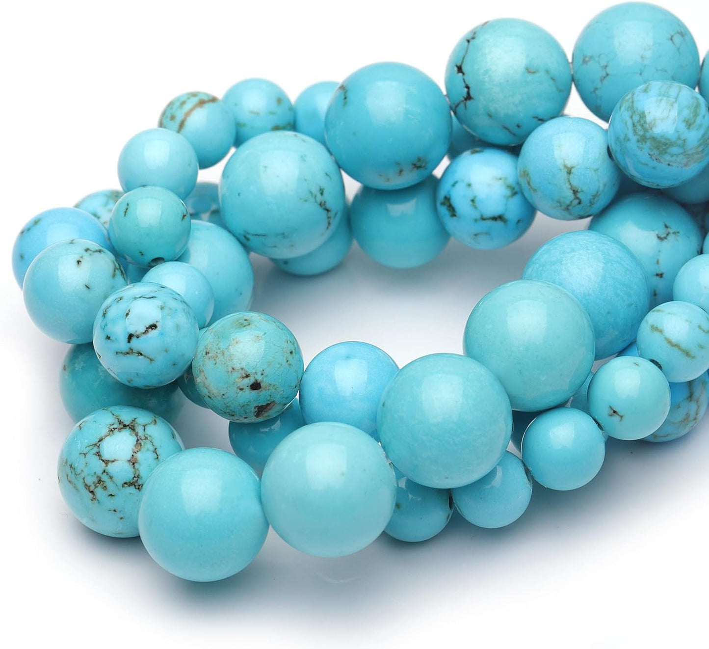 6mm Natural Stone Beads for Jewelry Making,Blue Turquoise Polished Smooth Round Gemstone Beads for Bracelet Necklace 15 Inch