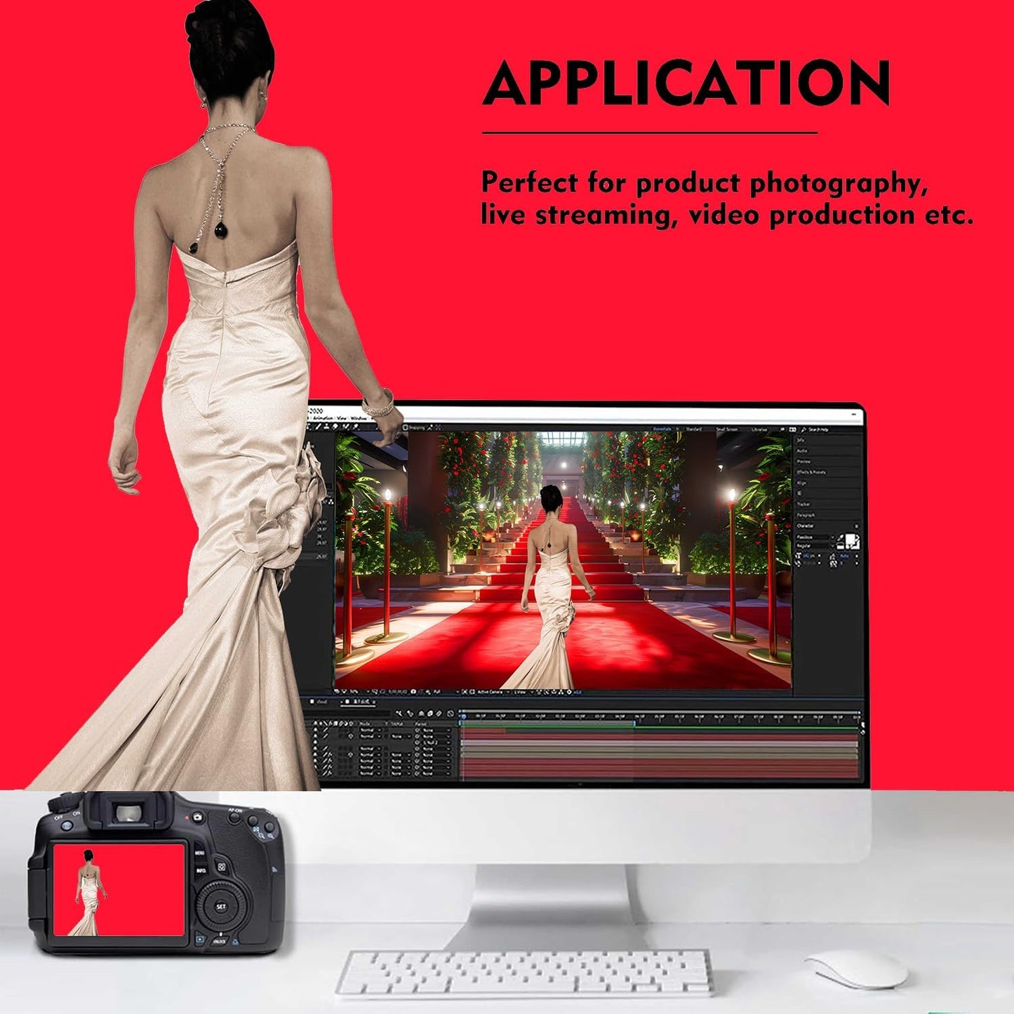 Red Photography Backdrop for Photoshoot, Photo Backdrop Curtain, Red Backdrops for Party Portrait Photoshoots Video Studio 6FTx9FT