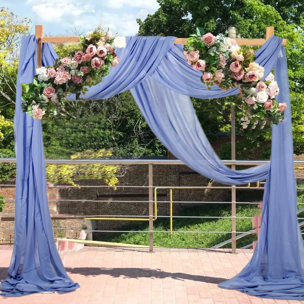 Periwinkle Color Wedding Arch Draping Fabric 20 Ft Wedding Arch Drapes 2 Panels Ceiling Draping Chiffon Wedding Arch Drapery Wedding Party Ceremony Arch Stage Decoration