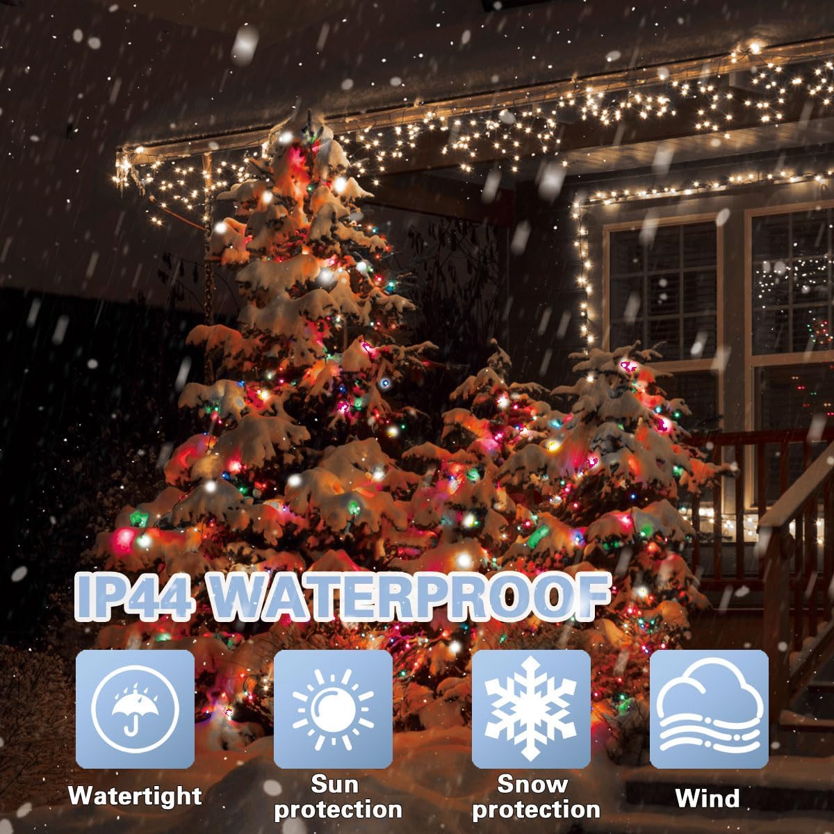 LAMPHOME 33ft Christmas Decorative Mini Lights, 100 LED Transparent Wire Fairy Starry String Lights Plug in, 12 Lighting Modes, for Indoor Outdoor Xmas Tree Wedding Party Decoration (Warm+Multicolor)