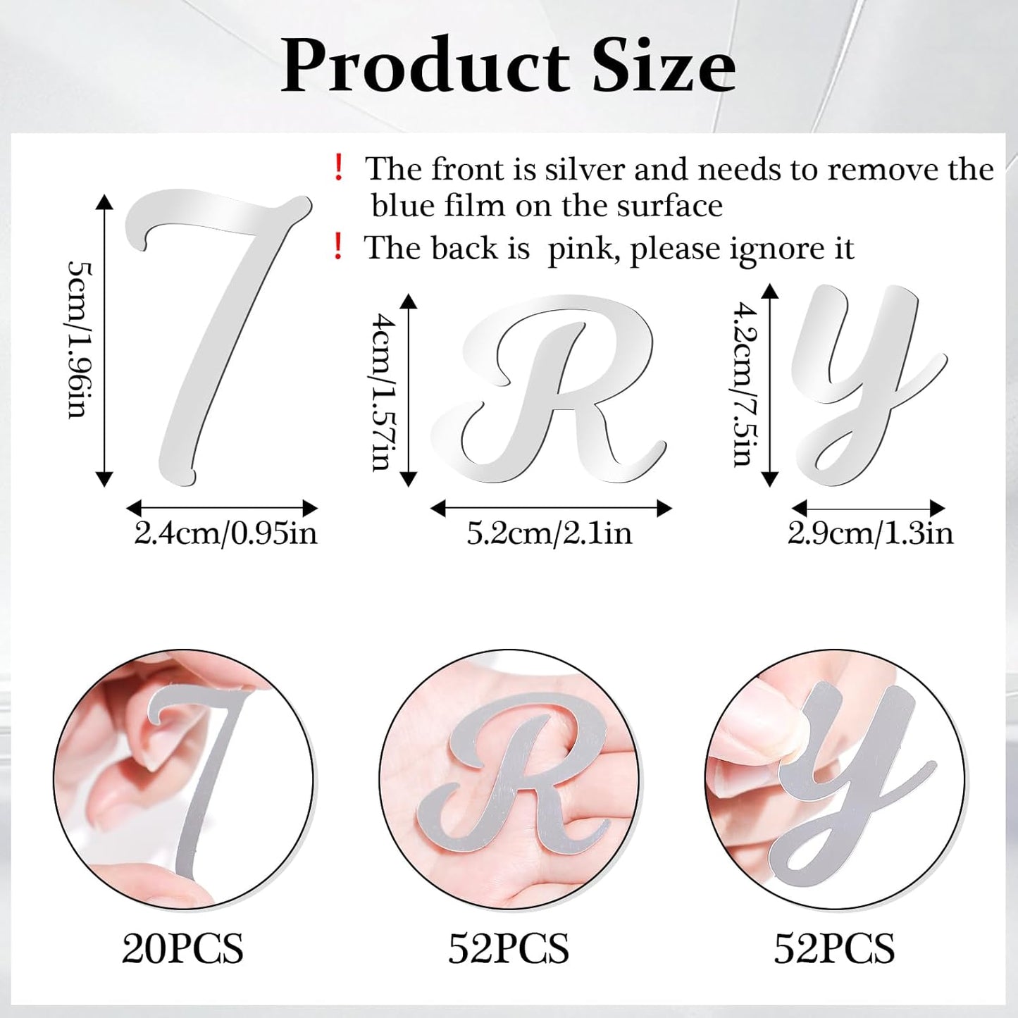 126 PCS Custom Name Cake Topper Acrylic Letters DIY Personalized A-Z & 0-9 Number Alphabet Cake Decoration For Wedding Anniversary Baby Shower Party Birthday Supplies (Silver)