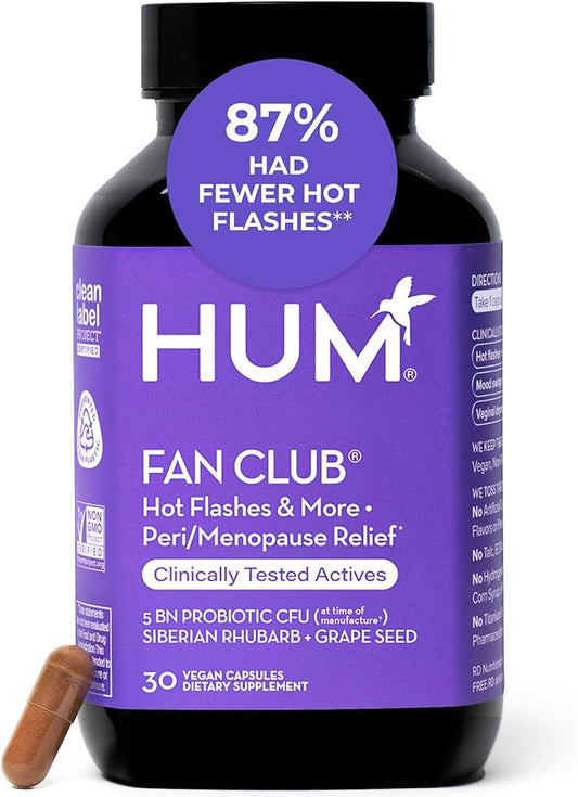 HUM Fan Club - Menopause Probiotic Supplement with Siberian Rhubarb for Women - May Provide Multi-Symptom Relief for Hot Flashes & Low Energy. Helps Hormonal Balance (30-Count)
