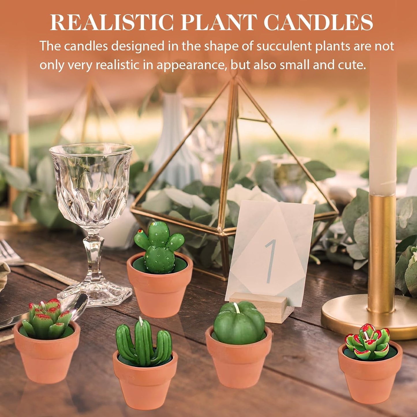 AZEAM 48 Pcs Succulent Candles Party Favors, Bulk Cactus Table Decor with Mini Terracotta Holders, Tiny Handmade Plant Tealights Candle Decoration for Baby Shower Bridal Game Wedding Home Birthday