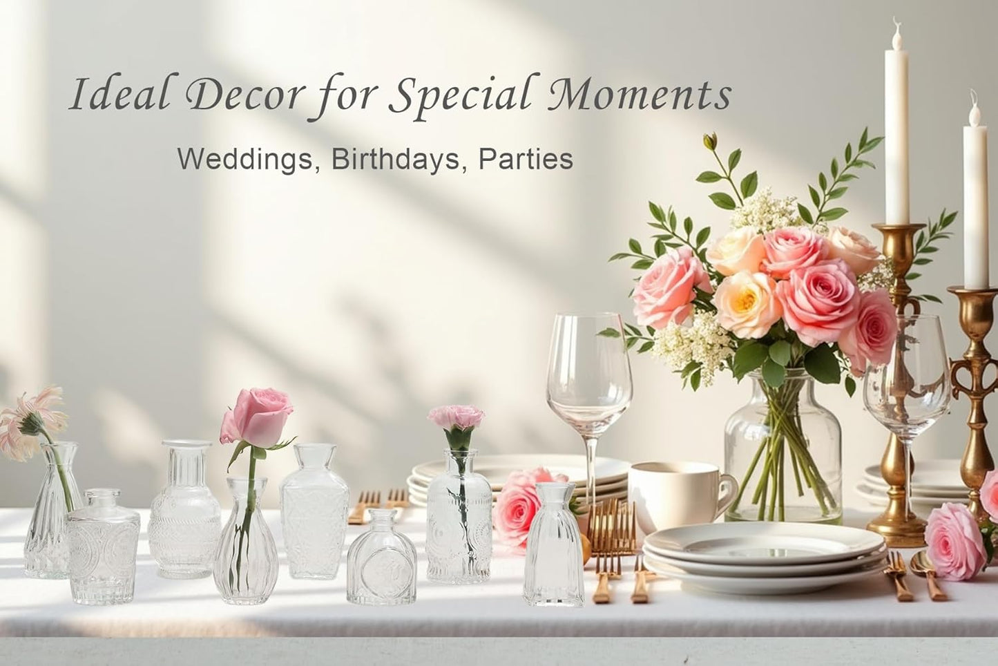 Bud Vases Set of 40 Pcs,Small Flower Vases for Centerpieces,Glass Bud Vase in Bulk,Vintage Bud Vase for Wedding Table Centerpieces Decoration, Home Table Party Decor, Christmas,Anniversary,Clear