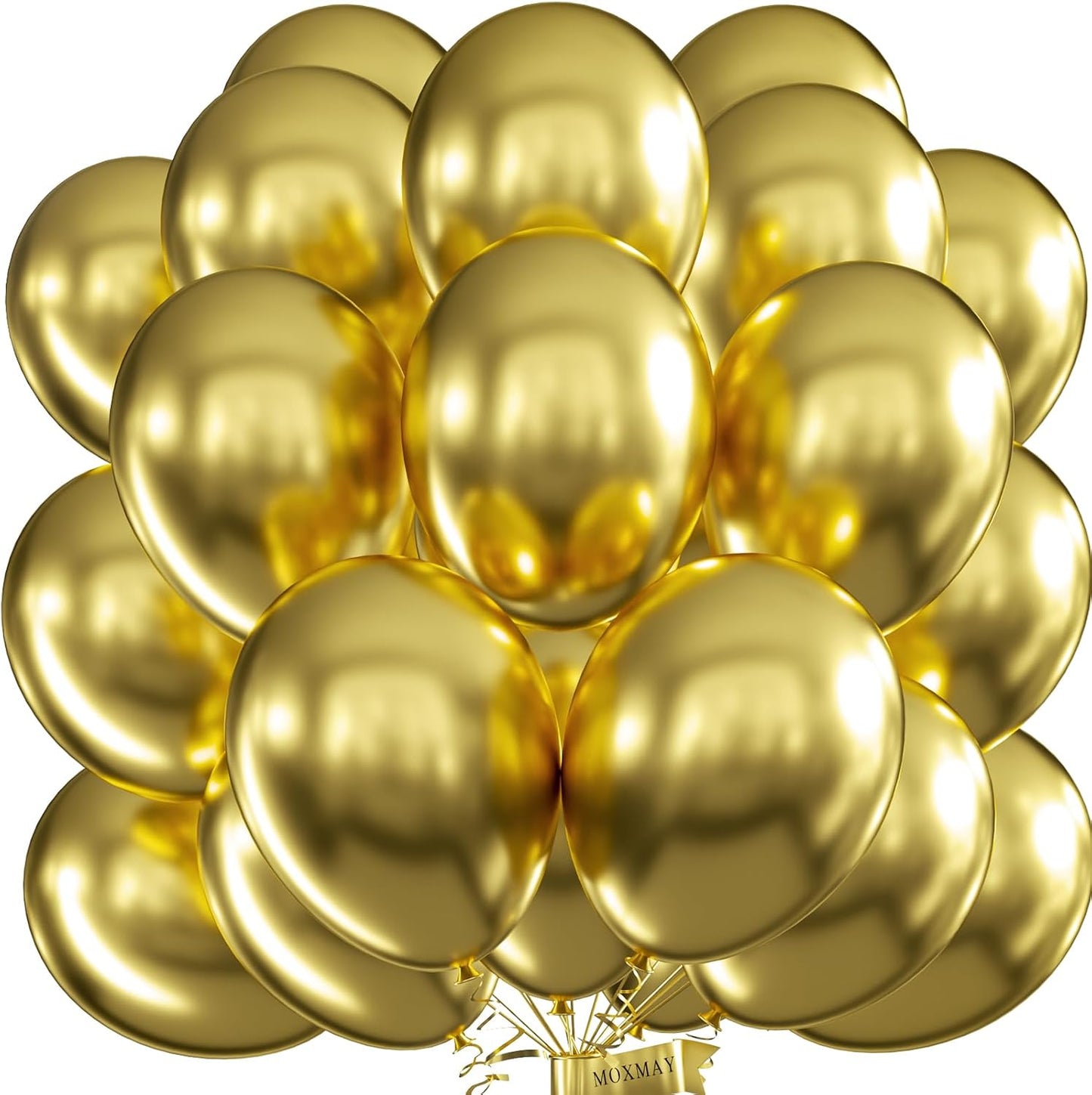 Gold Balloons Party Balloons 12inch 50Pcs 3.2g Latex Metallic Balloons Chrome Balloons Birthday Balloons Shiny Balloons Party Decoration Wedding Birthday Baby Shower Christmas Party - Metallic Gold