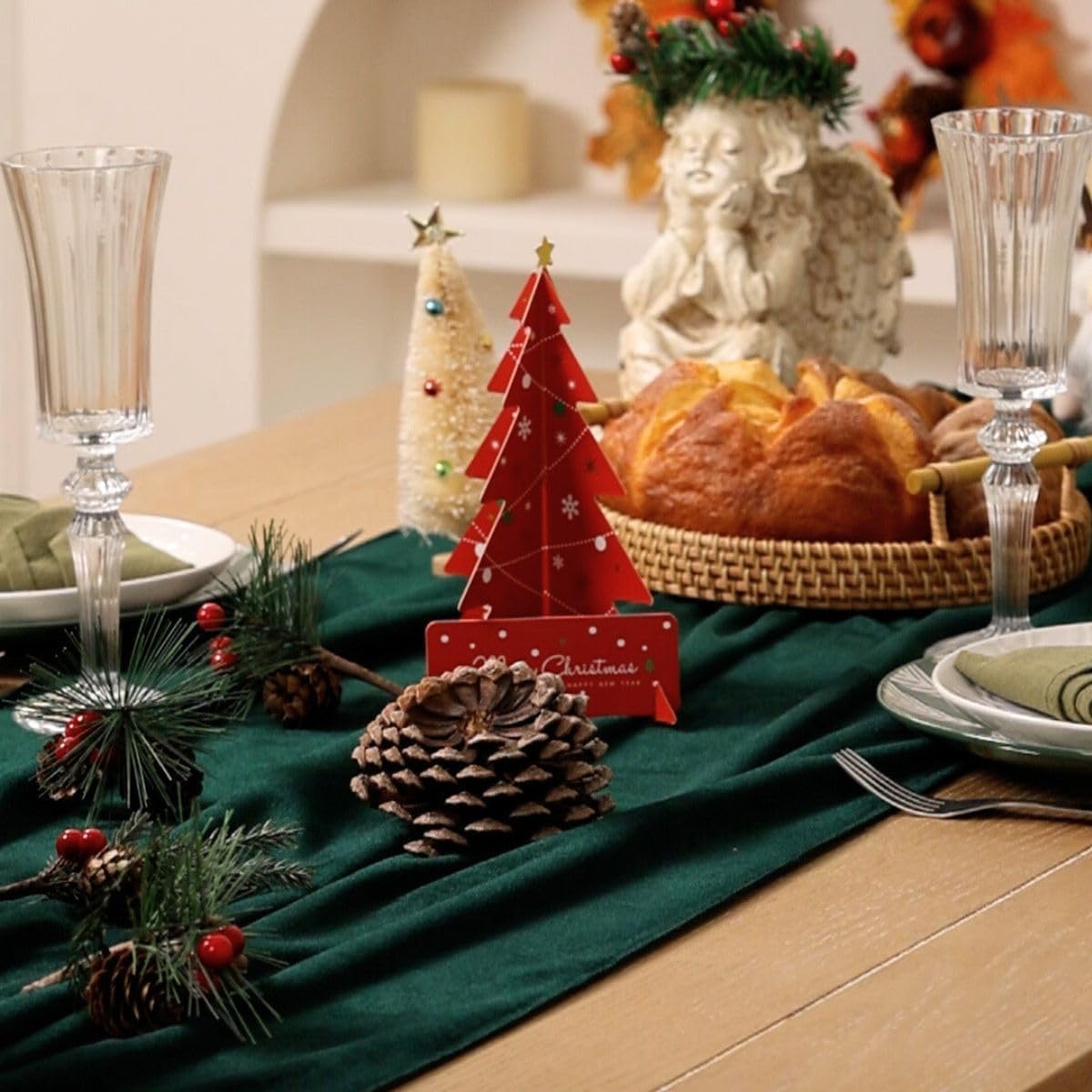 MLMC Emerald Green Velvet Table Runner 10ft Luxury Dark Green Velvet Fall Table Runner 20x120 Inches Glossy Wedding Table Runner for Bridal Shower Birthday Party Gathering Thanksgiving Christmas Decor