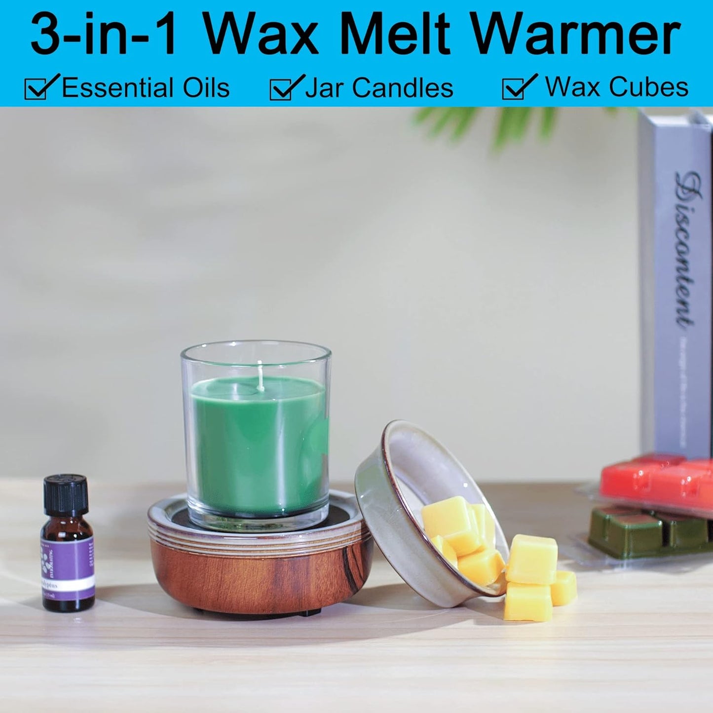 mocosa Ceramic Wax Melt Warmer 3-in-1 Candle Wax Warmer for Scented Wax Melter Electric Fragrance Wax Burner Gifts for mom Grandma Women