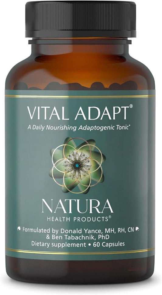 Natura Health Products Vital Adapt Supplement - Daily Nourishing Adaptogenic Tonic for Endocrine Function Support - Featuring Rhodiola, Ashwagandha, Cordyceps, Reishi (60 Capsules)
