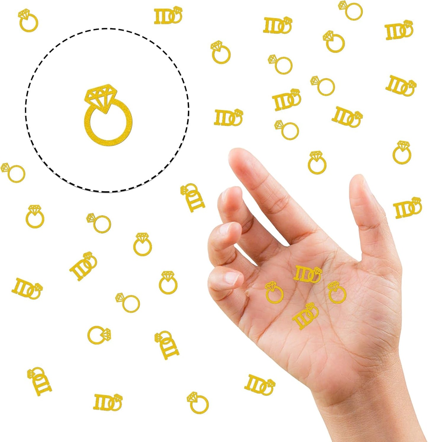 120 Pcs Wedding Confetti, Heart and Diamond Ring Shaped Confetti Decorations,I Do Engagement Party Table Scatter for Wedding or Engagement Decor.