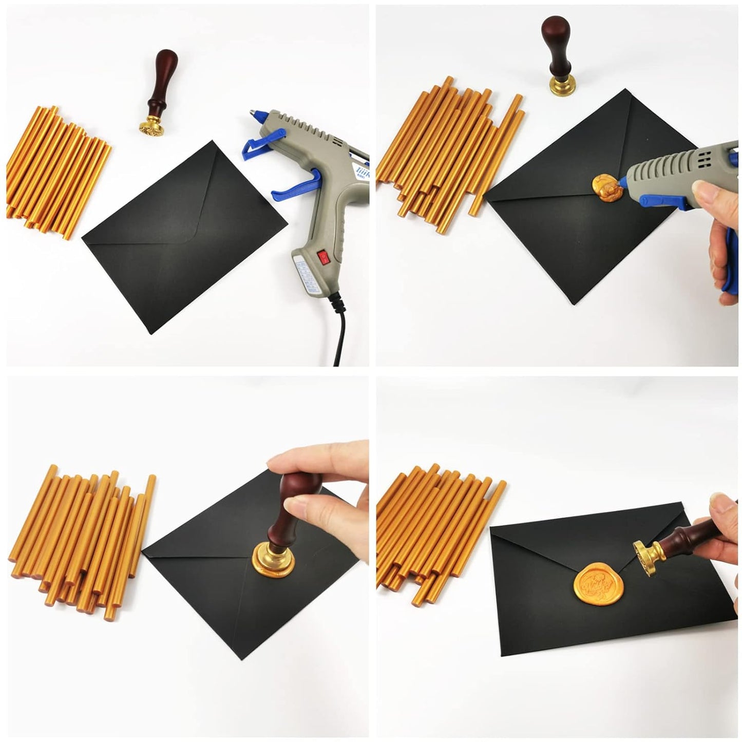 VARACL Hot Melt Glue Sealing Sticks for Letter Seal Stamp - Great for Wedding Invitations, Cards Envelopes, Snail Mails, Postcards, Greeting Cards, Gift Ideas, 7 x 100 mm, 20PCS (Rose Gold)