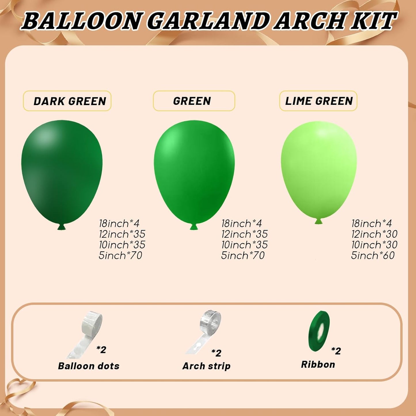412pcs Green Balloon Garland Arch Kit, 18 12 10 5 inch Different Sizes Balloons for Green Jungle Forest Themed Birthday Party Decorations