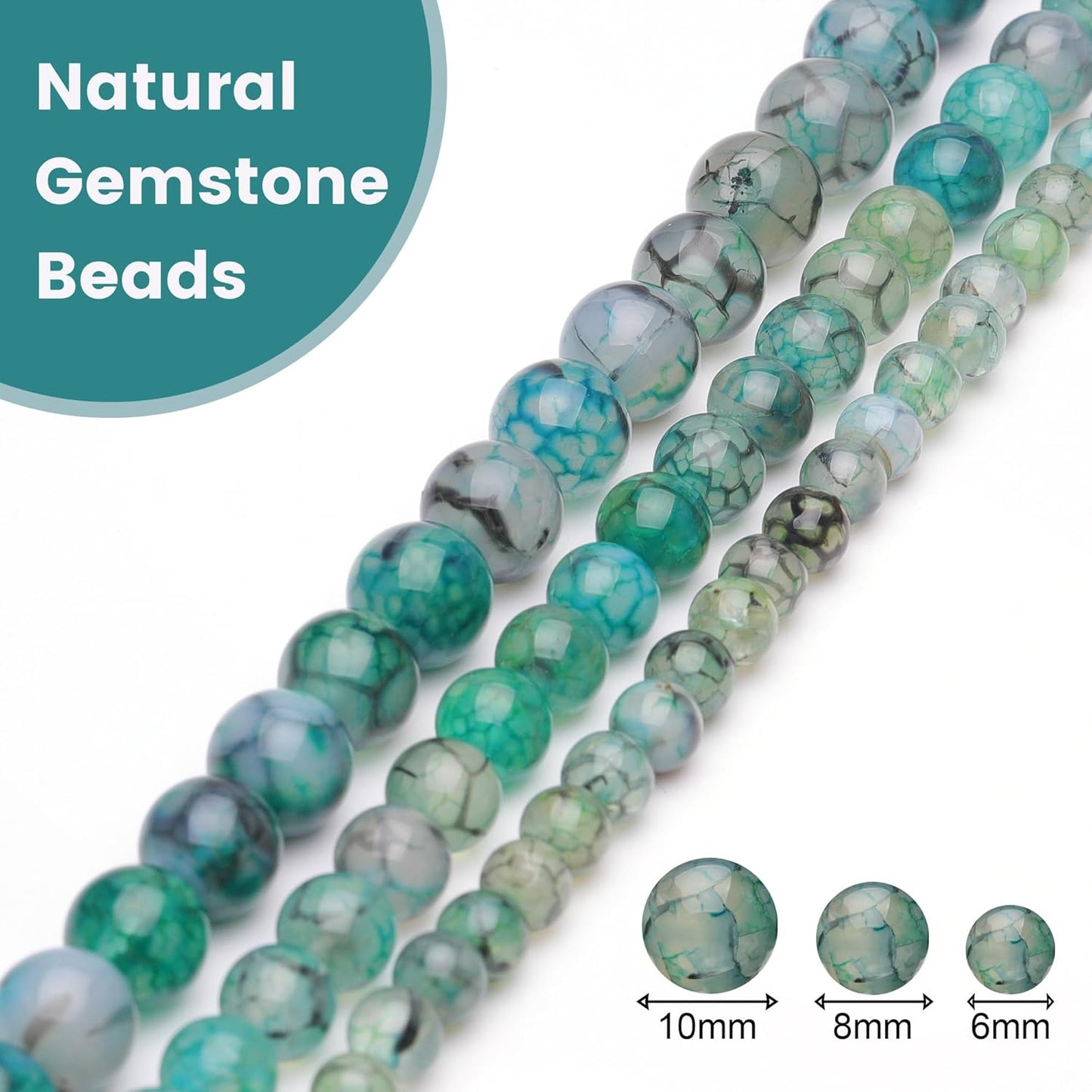 6mm Natural Stone Beads for Jewelry Making,Dragon Vein Agate Polished Smooth Round Gemstone Beads for Bracelet Necklace 15 Inch