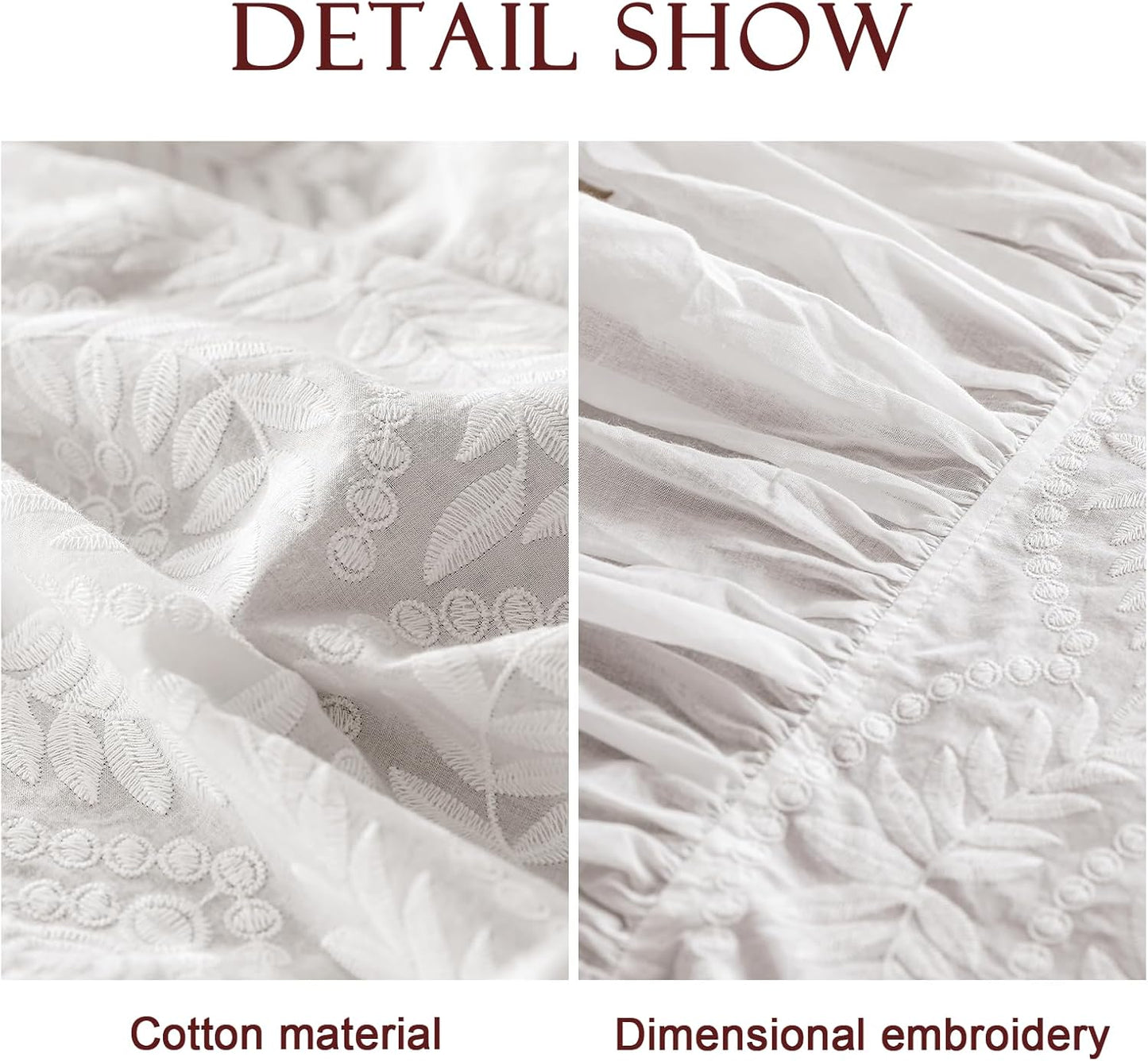 patdrea Vintage Ruffle Tablecloth for Square Tables,Farmhouse Embroidered Cotton White Lace Table Cloth Cover Decor for Dining Room Wedding Banquet Thanksgiving Christmas,59"*59"