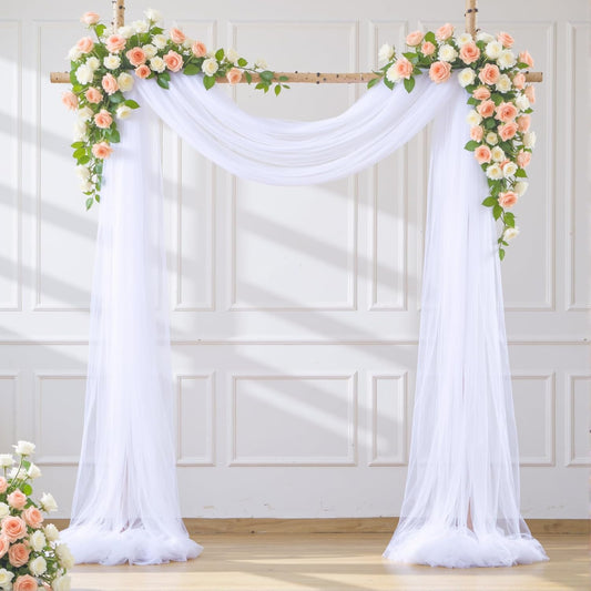 Wedding Arch Draping Fabric Backdrop 1 Panel 60" x 26Ft White Arch Drapes Curtains for Wedding Reception Sheer Tulle Backdrop Curtain for Ceremony Birthday Party Arbor Ceiling Decorations