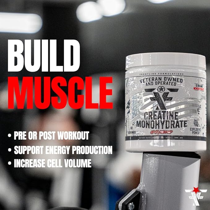 Creatine Monohydrate, Promotes Lean Muscle Growth, Unflavored, Aids Muscle Recovery, Post-Workout Supplement, Veteren Owned and Operated (60 Servings, Creatine Monohydrate)