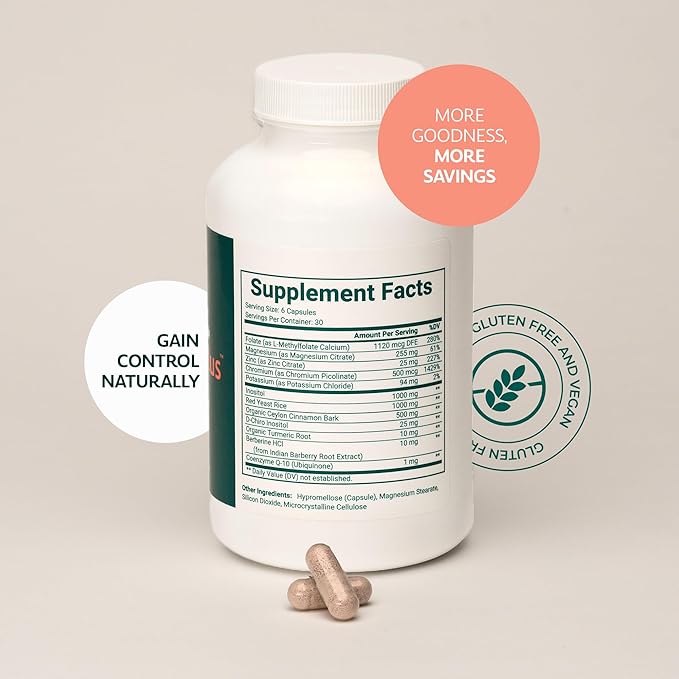 Inositol Plus Supplement for Women | Ovarian Health, Hormone Balance, Fertility, Ovulation | 40:1 Myo-Inositol D-Chiro & 12 Ingredients | Developed by Medical Doctor | 120 Capsules