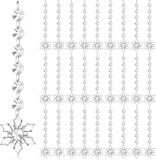 Nuenen 100 Pcs Acrylic Hanging Crystals for Centerpieces Chandelier Clear Crystal Garland Strands Ornament Acrylic Clear Beads Prisms Pendant for Christmas Tree Window Home Decoration(Snowflake)